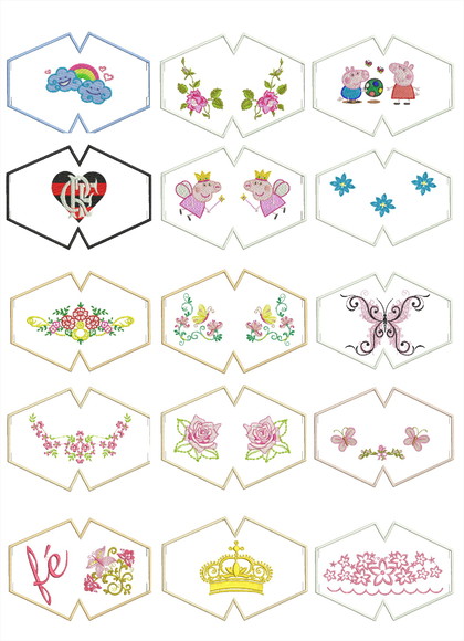 60 Matrizes De Bordados Para Mascaras De Proteçao Tam 13x18 - Imagem 2