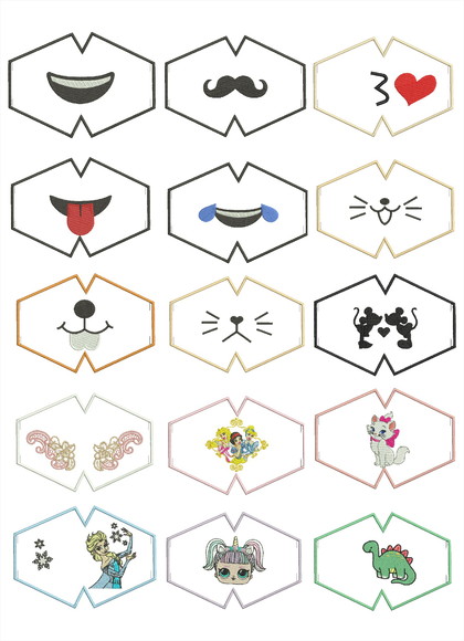 60 Matrizes De Bordados Para Mascaras De Proteçao Tam 13x18 - Imagem 4