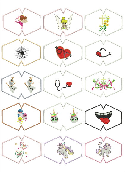 60 Matrizes De Bordados Para Mascaras De Proteçao Tam 13x18