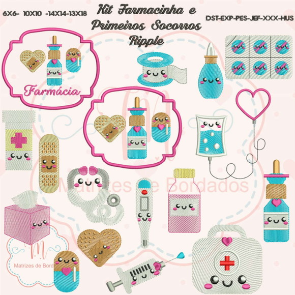 Kit Matrizes de Bordados - Farmacinha e Primeiros Socorros - Imagem 2