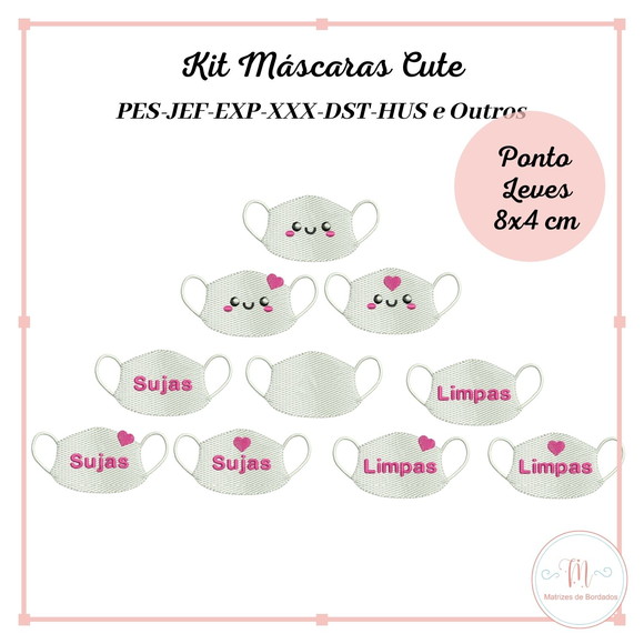 Kit Matrizes de Bordados Máscaras Cute - Imagem 2