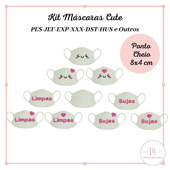 Kit Matrizes de Bordados Máscaras Cute