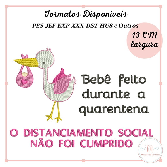 Matriz Bordado Bebê feito na Quarentena com Cegonha - Imagem 2
