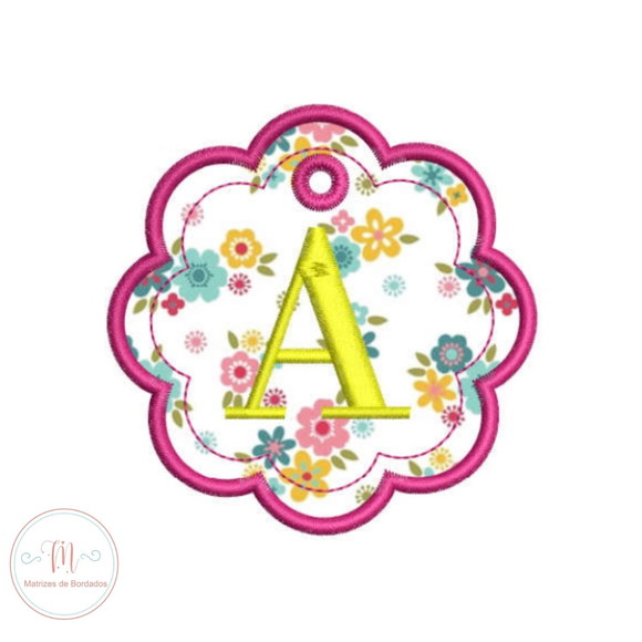 Matriz Bordado Chaveiro Floral Alfabeto - Imagem 2