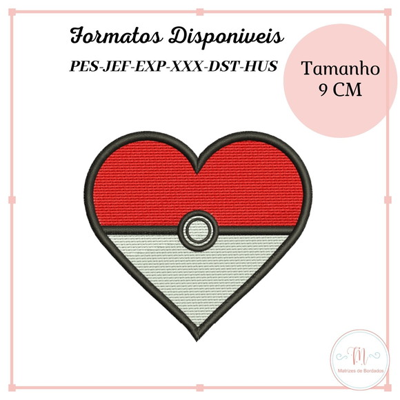 Matriz Bordado Coração Pokemon