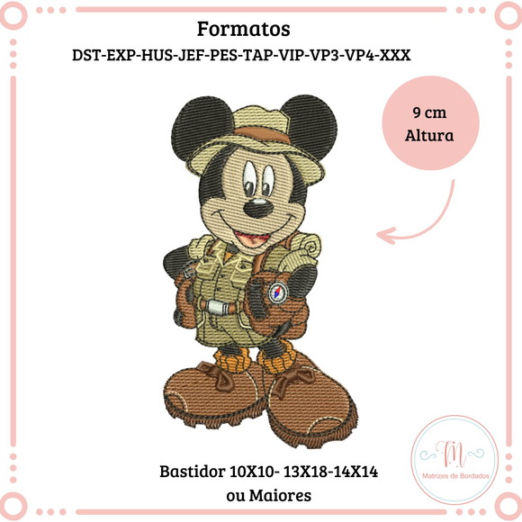 Matriz Bordado Mickey Safari