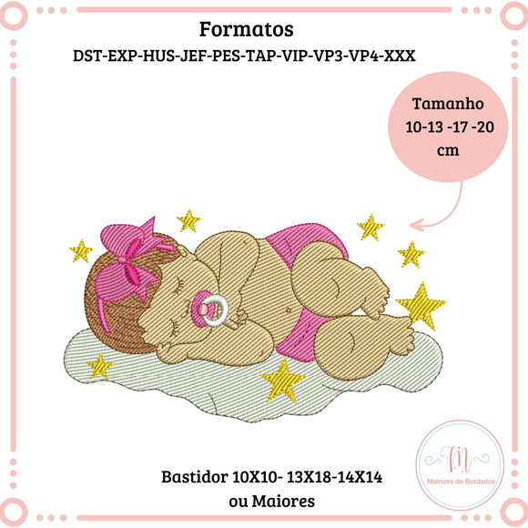Matriz de Bordado Bebê Menina Dormindo