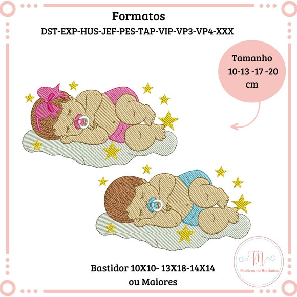 Matriz de Bordado Bebê Menina/menino Dormindo