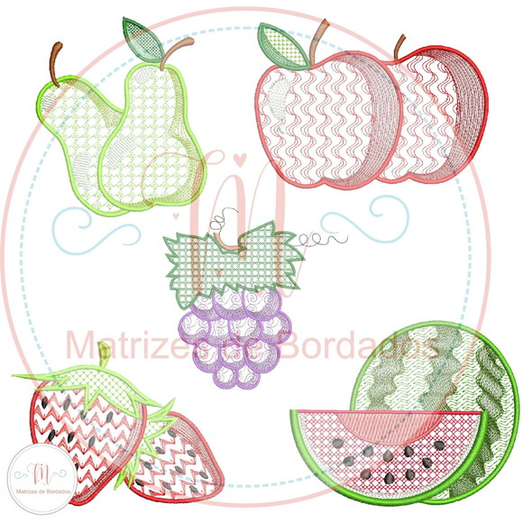 Matriz de Bordado - 10 Frutas com Pontos Decorados - Imagem 2