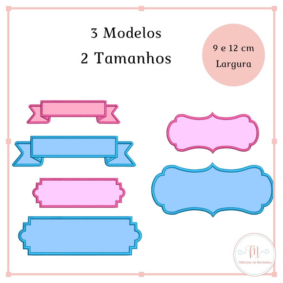 Matriz de Bordado - 3 Tag para Nomes (2 Tamanhos) - Imagem 2