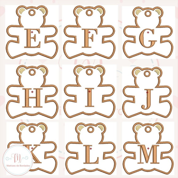 Matriz de Bordado - Chaveiro Urso Alfabeto - Imagem 2