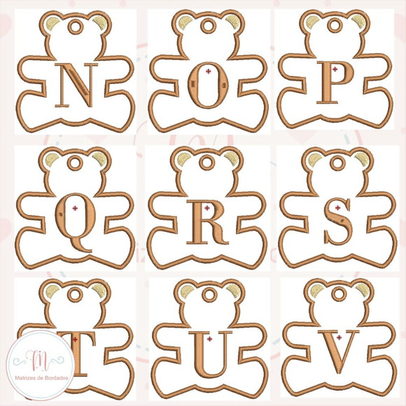 Matriz de Bordado - Chaveiro Urso Alfabeto - Imagem 3