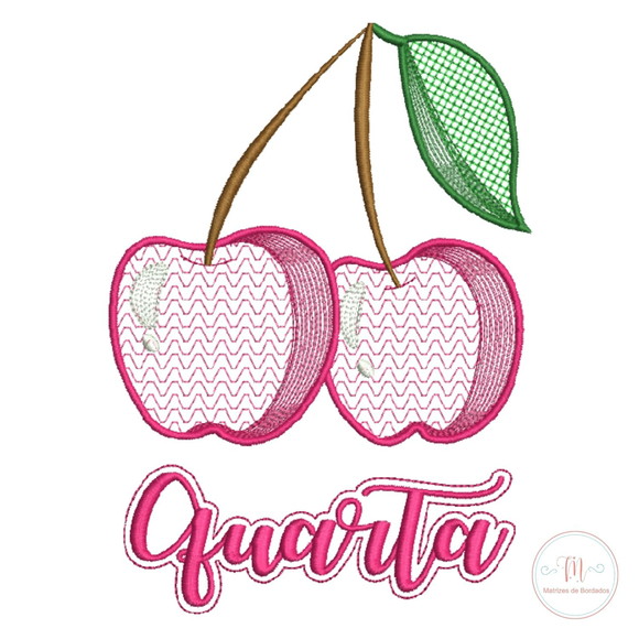 Matriz de Bordado - Frutas e Semanas com Pontos Decorados