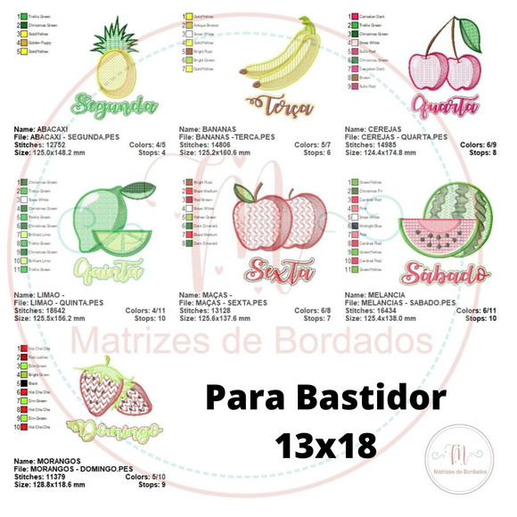 Matriz de Bordado - Frutas e Semanas com Pontos Decorados - Imagem 5