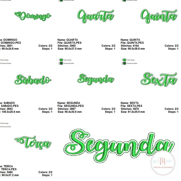 Matriz de Bordado - Nomes das Semanas - Imagem 2