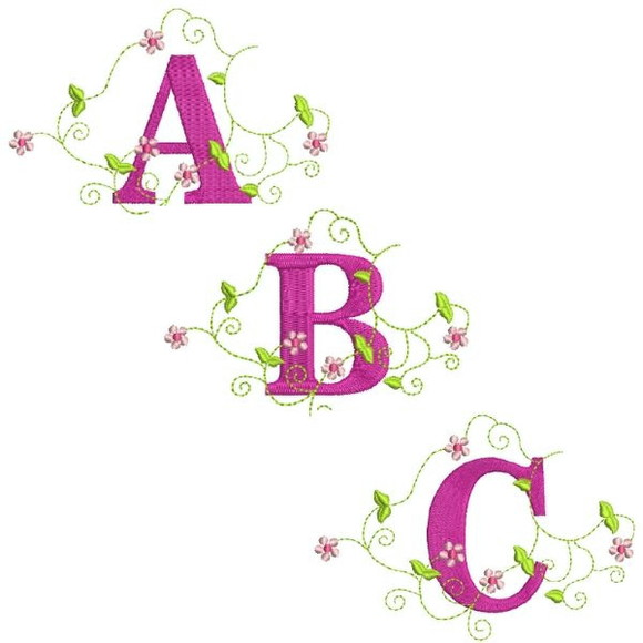 Matriz de Bordado Alfabeto Floral
