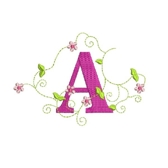 Matriz de Bordado Alfabeto Floral (Cheia e Aplicada) - Imagem 2