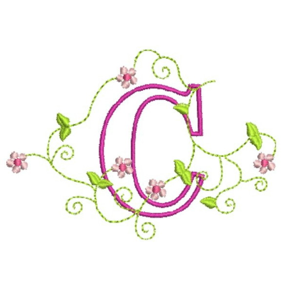 Matriz de Bordado Alfabeto Floral Aplicada - Imagem 4
