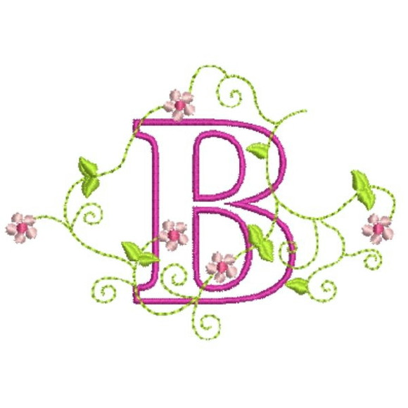Matriz de Bordado Alfabeto Floral Aplicada - Imagem 3