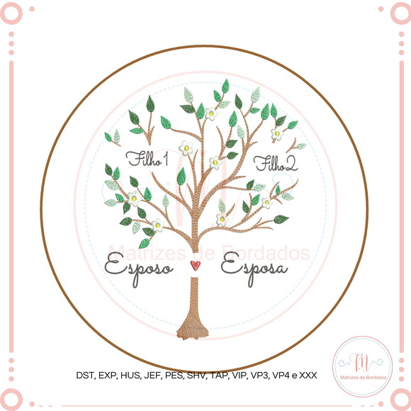 Matriz de Bordado Arvore Genealogica (2 Filhos)