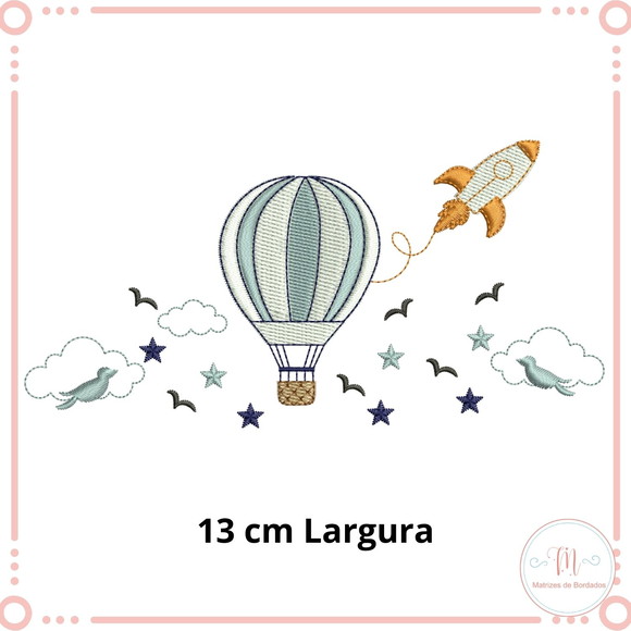 Matriz de Bordado Balão e Foguete