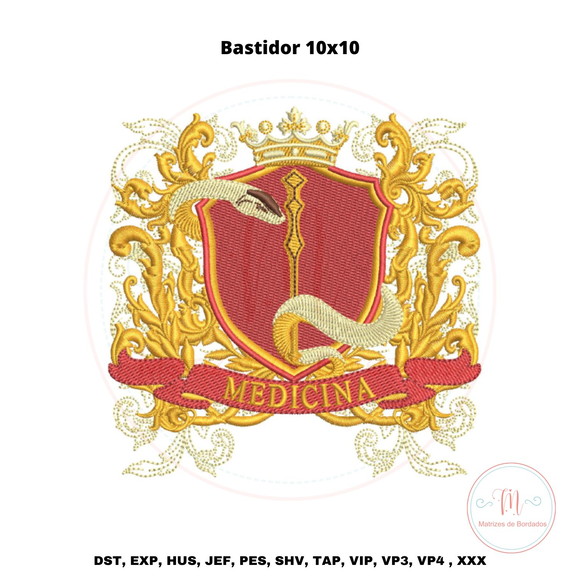 Matriz de Bordado Brasão Medicina - Imagem 2