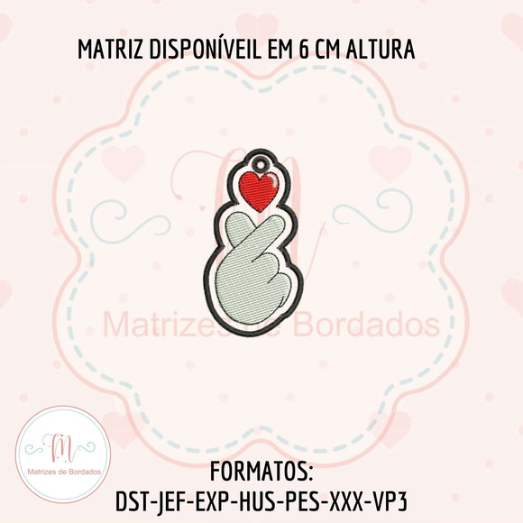 Matriz de Bordado Chaveiro Kpop Coração Coreano