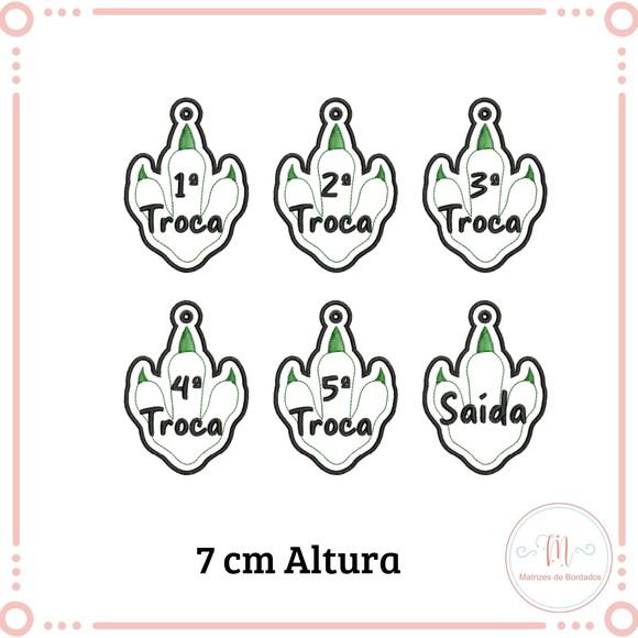 Matriz de Bordado Chaveiro Troca - Pata Dinossauro