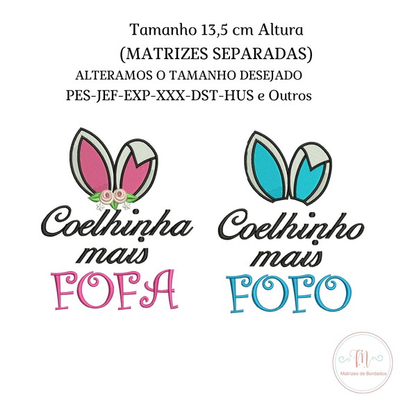 Matriz de Bordado Coelhinho e Coelhinha Fofos