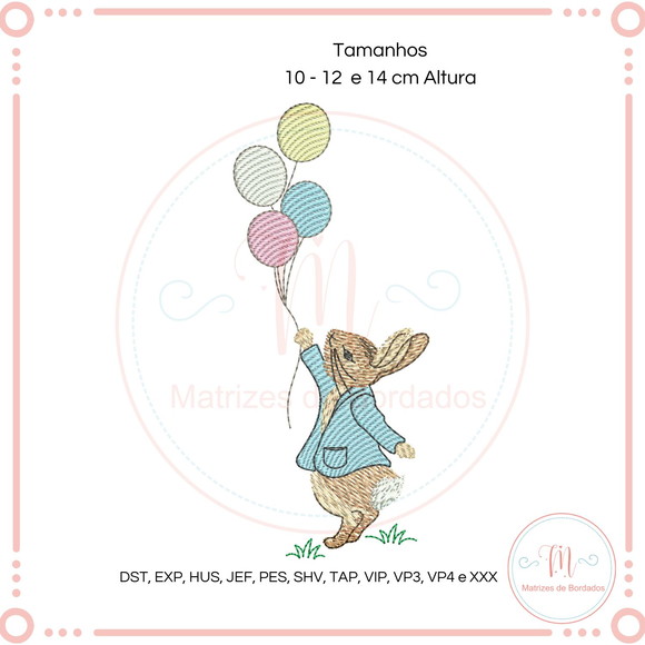 Matriz de Bordado Coelho com Balões