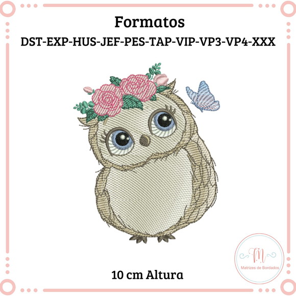 Matriz de Bordado Coruja Floral
