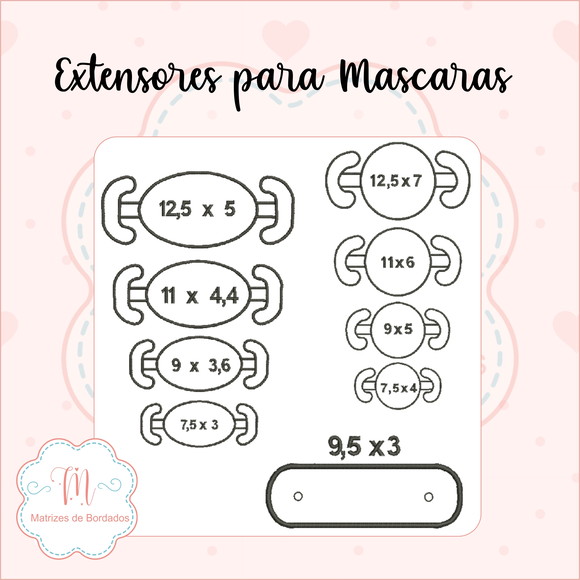 Matriz de Bordado Extensores para Máscaras (Aplicado)