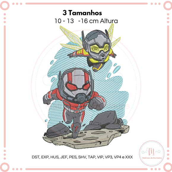 Matriz de Bordado Homem-formiga e Vespa Cute