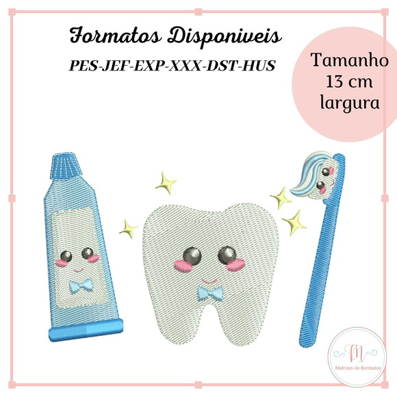 Matriz de Bordado Kit Dentinho Menina/Menino