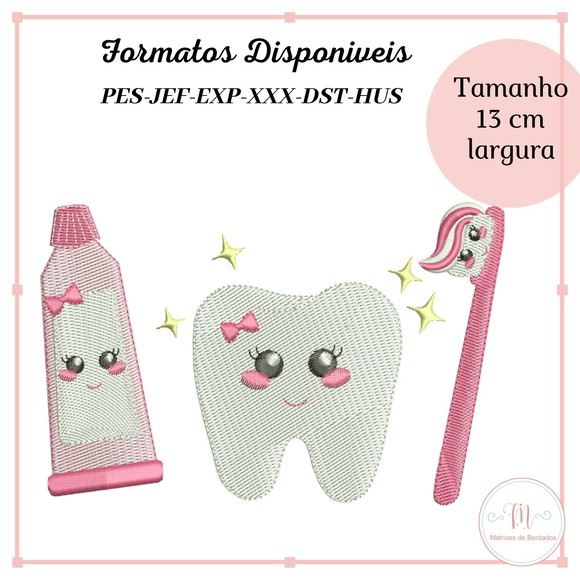 Matriz de Bordado Kit Dentinho Menina/Menino - Imagem 2