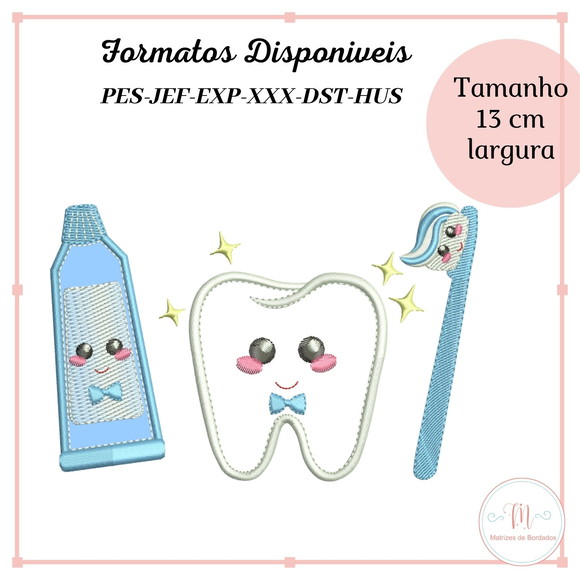 Matriz de Bordado Kit Dentinho Menina/menino (aplique) - Imagem 2