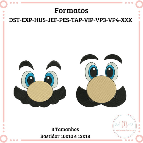 Matriz de Bordado Mario Bros e Luigi