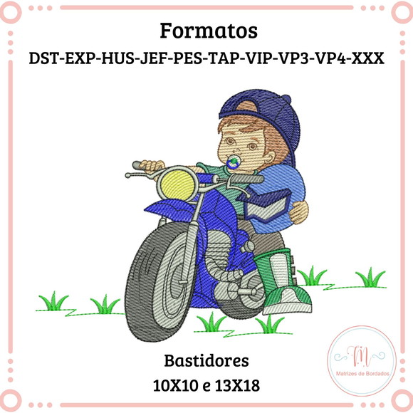 Matriz de Bordado Menino Moto