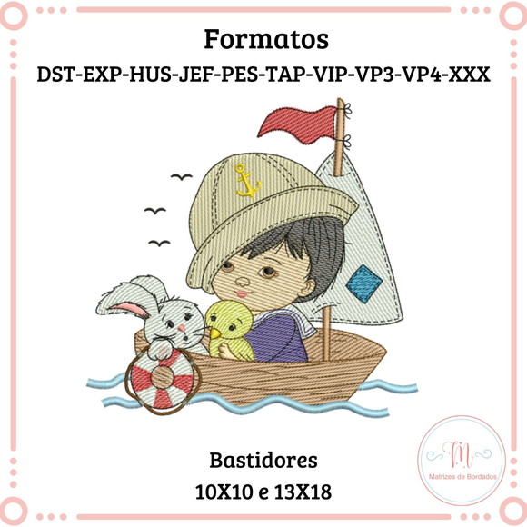 Matriz de Bordado Menino no Barco
