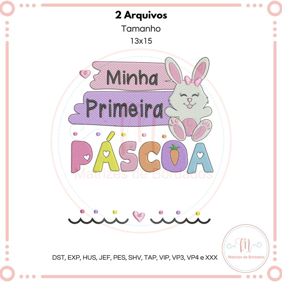 Matriz de Bordado Minha Primeira Pascoa (menina e Menino) - Imagem 2