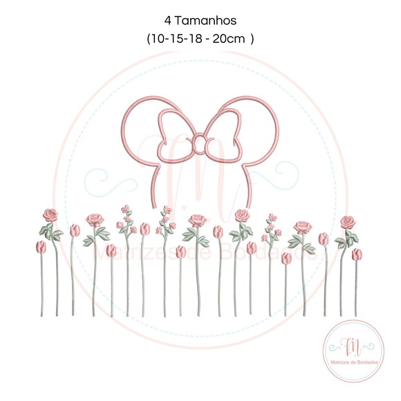 Matriz de Bordado Minnie e Rosas