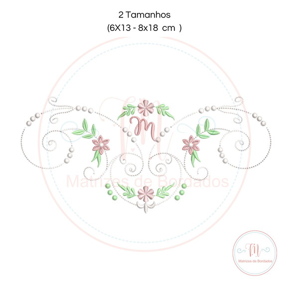 Matriz de Bordado Moldura Arabesca Floral (letra) - Imagem 2