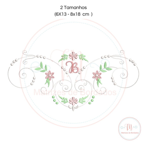 Matriz de Bordado Moldura Arabesca Floral (letra) - Imagem 3