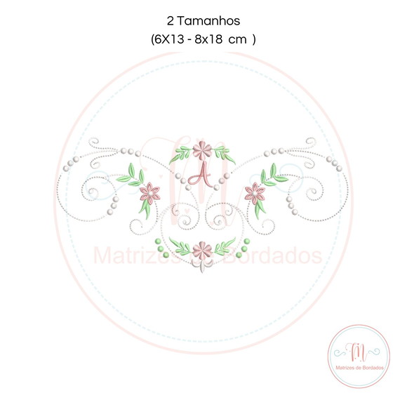 Matriz de Bordado Moldura Arabesca Floral (letra)