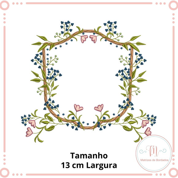 Matriz de Bordado Moldura Florais