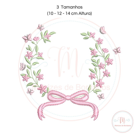 Matriz de Bordado Moldura Laço e Floral