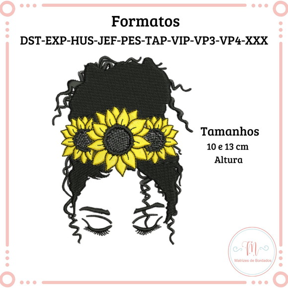Matriz de Bordado Mulher com Girassóis