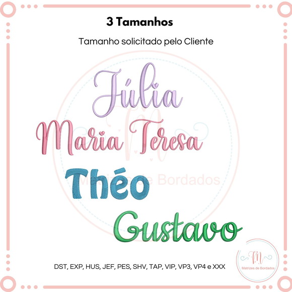 Matriz de Bordado Nome Simples (3 Tamanhos)