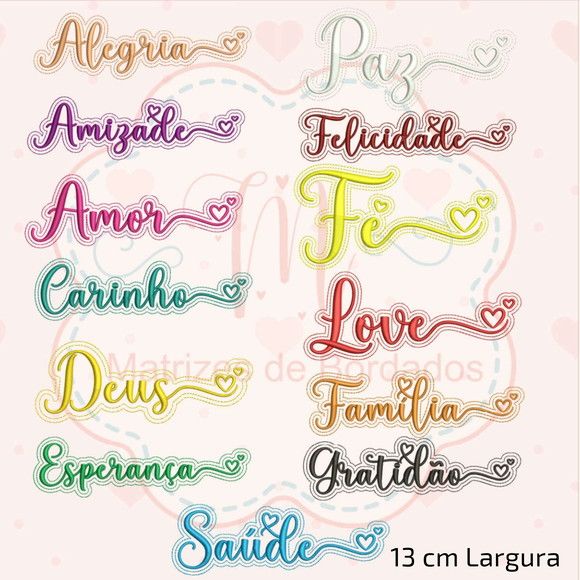 Matriz de Bordado Palavras Motivacionais de Coração - Imagem 4