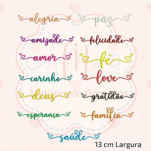 Matriz de Bordado Palavras Motivacionais de Coração - Imagem 3